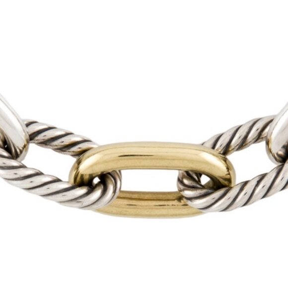 DAVID YURMAN 18K 750 YELLOW GOLD & STERLING SILVER 925 MADISON® CHAIN NECKLACE - Picture 5 of 9